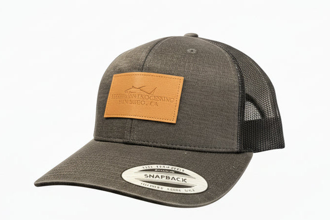 Trucker Hat - Charcoal Gray/ Tan logo
