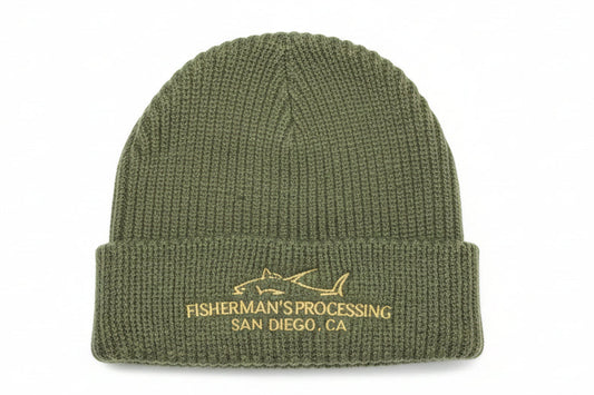 Beanie Hats - Green with Gold Embroidery